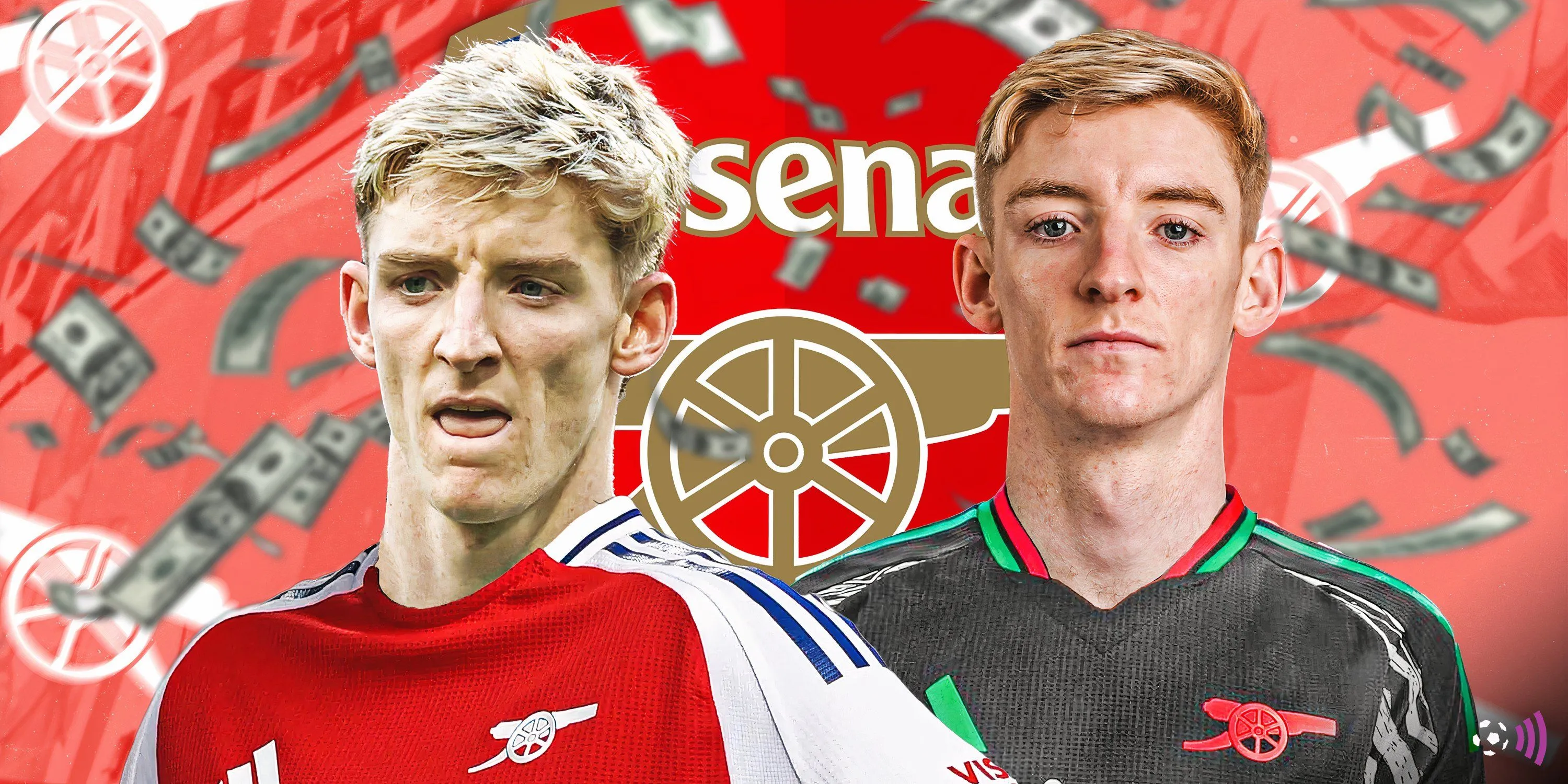 Bản vẽ minh họa Anthony Gordon trong màu áo Arsenal