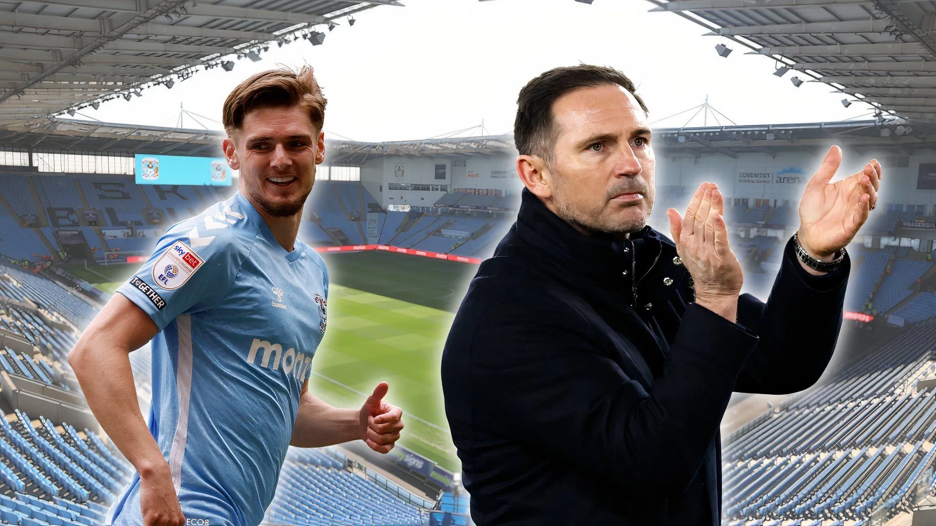 Jack Rudoni cùng HLV Frank Lampard trong màu áo Coventry City