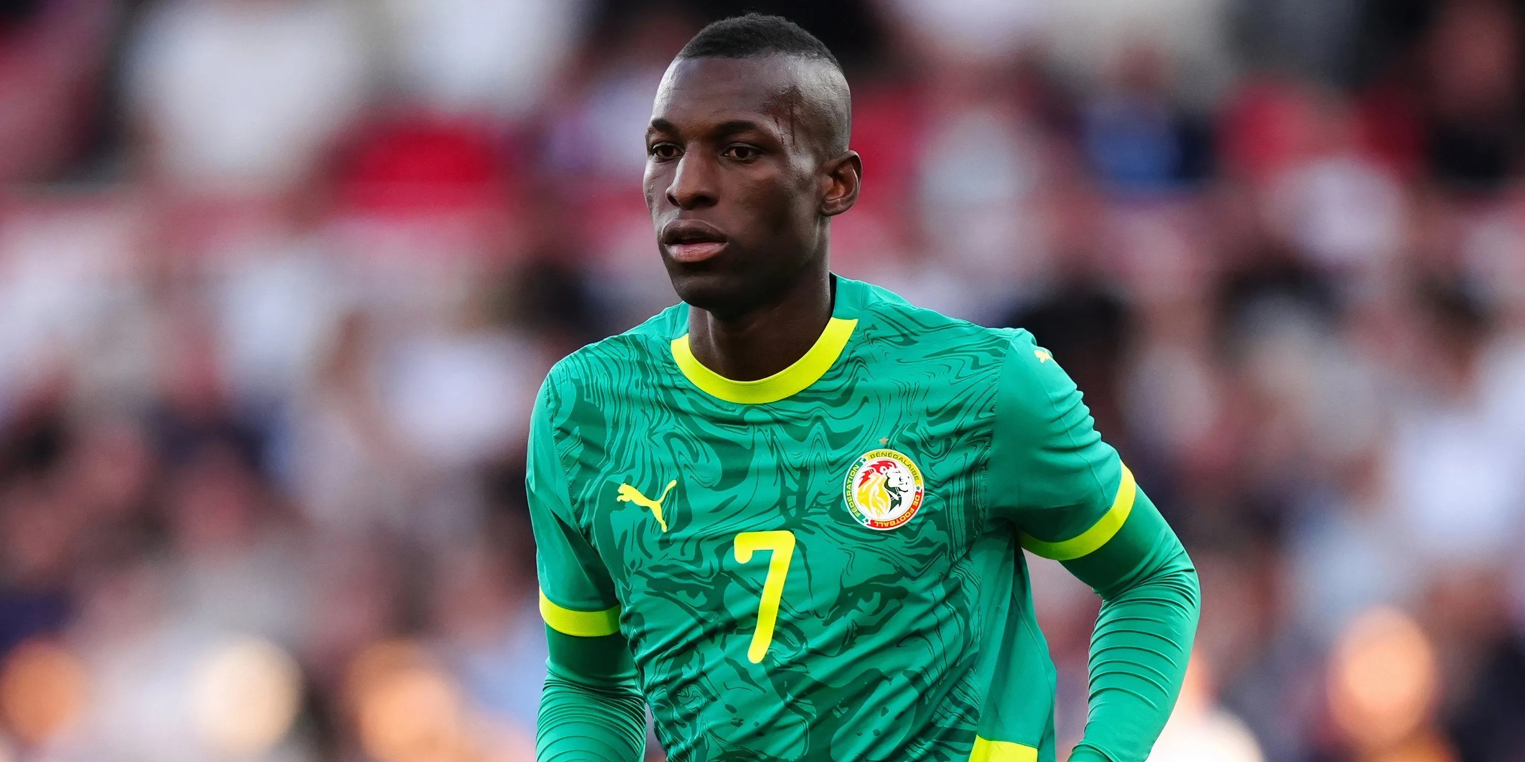 Nicolas Jackson thi đấu cho đội tuyển Senegal, cầu thủ đang được Manchester United quan tâm chiêu mộ.